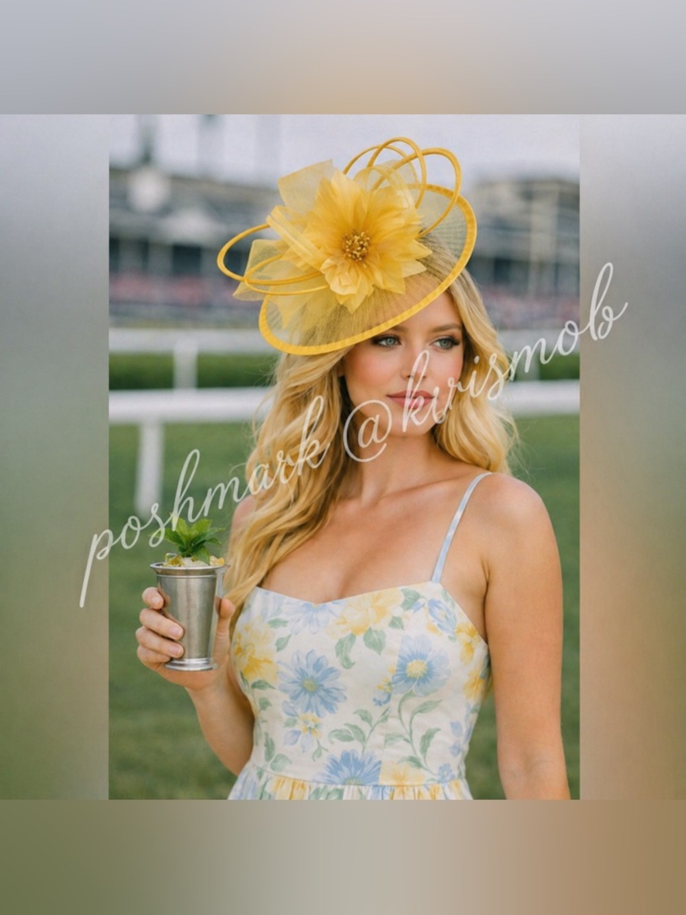 Kentucky Derby Ginger Fascinator Hat – Floral Feather Mesh Fascinator for Derby,